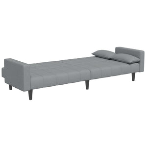 Divano Letto a 2 Posti con Poggiapiedi-Sofa Letto 2 Posti-Daybed Grigio Chiaro in Tessuto 106898