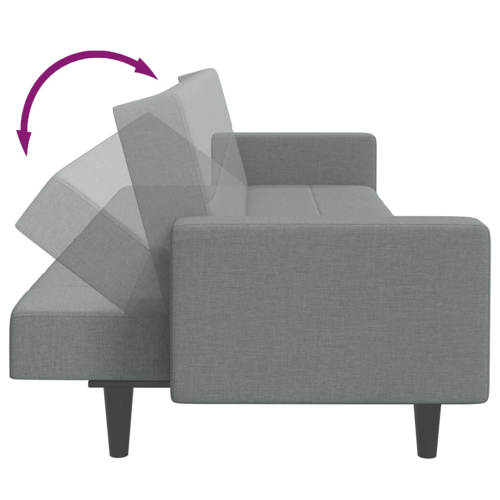 Divano Letto a 2 Posti con Poggiapiedi-Sofa Letto 2 Posti-Daybed Grigio Chiaro in Tessuto 106898