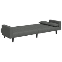 Divano Letto 2 Posti con Poggiapiedi-Sofa Letto 2 Posti-Daybed Grigio Scuro in Tessuto 111624