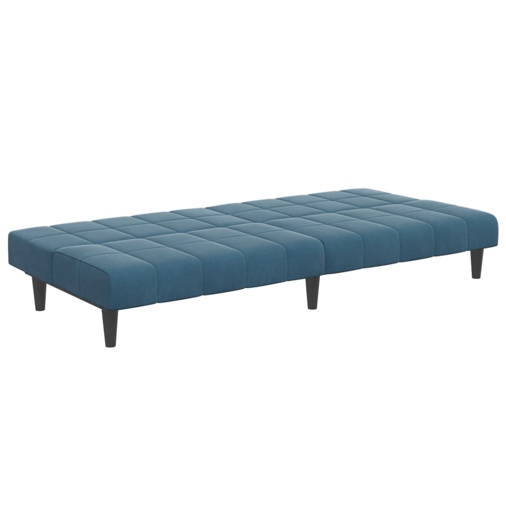 Divano Letto 2 Posti con Poggiapiedi Blu in Velluto 3258126