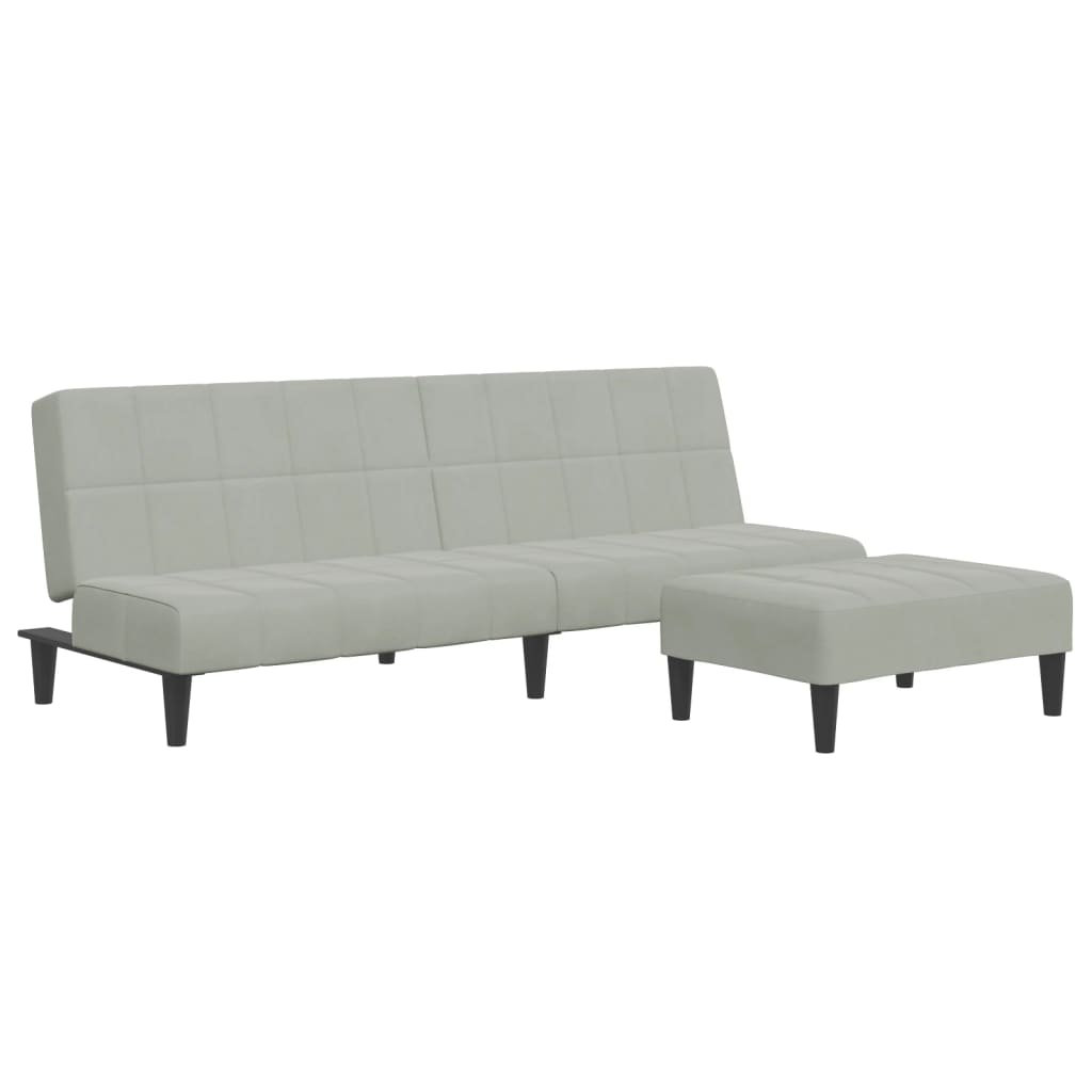 Divano Letto a 2 Posti con Poggiapiedi-Sofa Letto 2 Posti-Daybed Grigio Chiaro in Velluto 559925