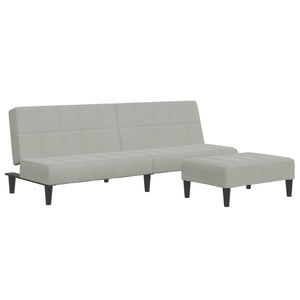 Divano Letto a 2 Posti con Poggiapiedi-Sofa Letto 2 Posti-Daybed Grigio Chiaro in Velluto 559925