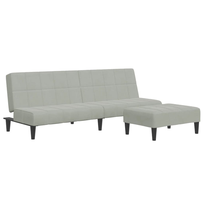 Divano Letto a 2 Posti con Poggiapiedi-Sofa Letto 2 Posti-Daybed Grigio Chiaro in Velluto 559925