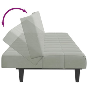 Divano Letto a 2 Posti con Poggiapiedi-Sofa Letto 2 Posti-Daybed Grigio Chiaro in Velluto 559925
