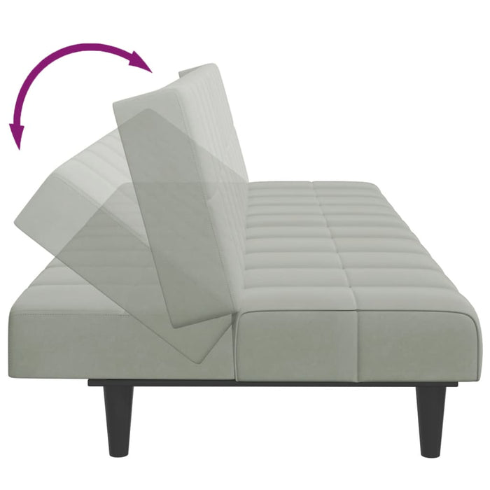 Divano Letto a 2 Posti con Poggiapiedi-Sofa Letto 2 Posti-Daybed Grigio Chiaro in Velluto 559925