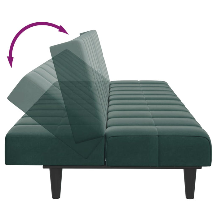 Divano Letto a 2 Posti con Poggiapiedi Verde Scuro in Velluto 3258129