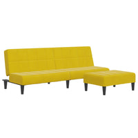Divano Letto 2 Posti con Sgabello Giallo in Velluto 3258131