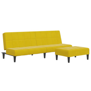 Divano Letto 2 Posti con Sgabello Giallo in Velluto 3258131