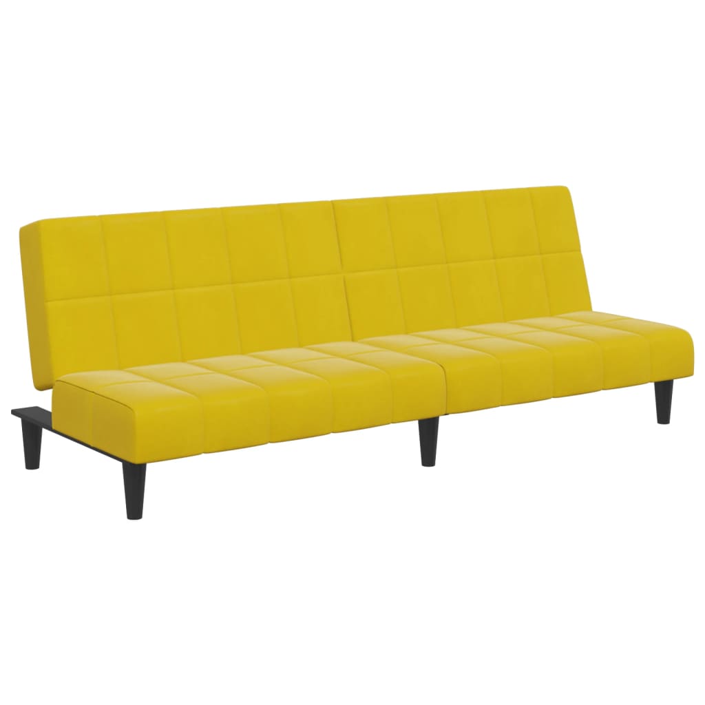 Divano Letto 2 Posti con Sgabello Giallo in Velluto 3258131