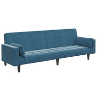 Divano Letto 2 Posti con Poggiapiedi Blu in Velluto 3258132