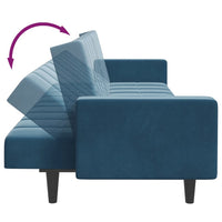Divano Letto 2 Posti con Poggiapiedi Blu in Velluto 3258132