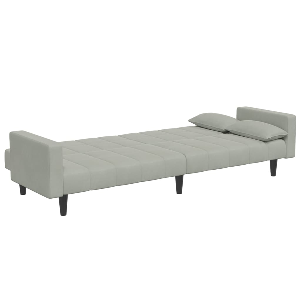 Divano Letto a 2 Posti con Poggiapiedi-Sofa Letto 2 Posti-Daybed Grigio Chiaro in Velluto 919499