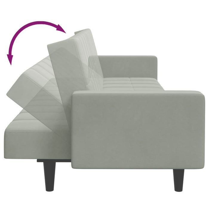 Divano Letto a 2 Posti con Poggiapiedi-Sofa Letto 2 Posti-Daybed Grigio Chiaro in Velluto 919499