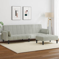 Divano Letto a 2 Posti con Poggiapiedi-Sofa Letto 2 Posti-Daybed Grigio Chiaro in Velluto 919499