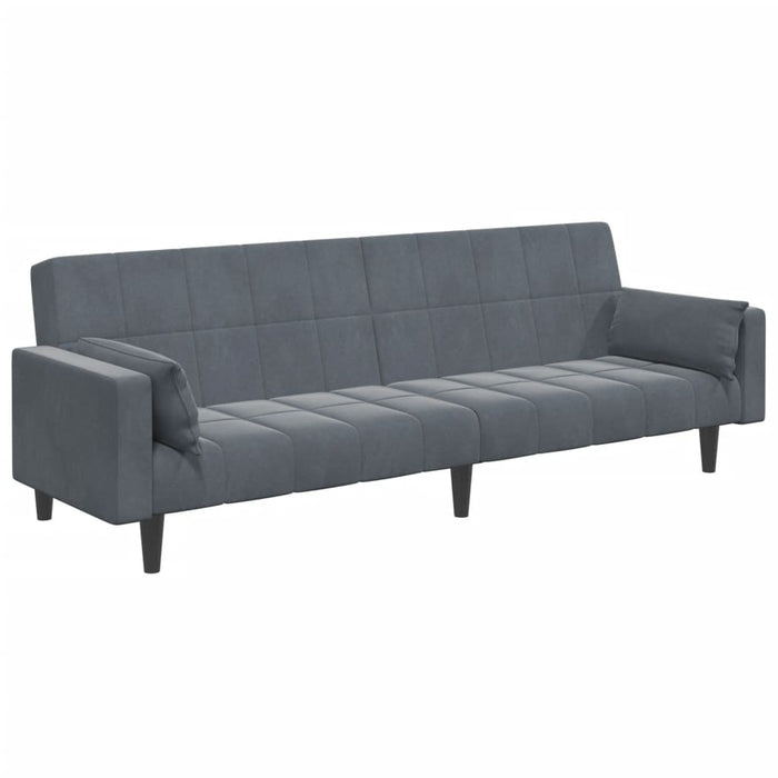 Divano Letto 2 Posti con Poggiapiedi Grigio Scuro in Velluto 3258134