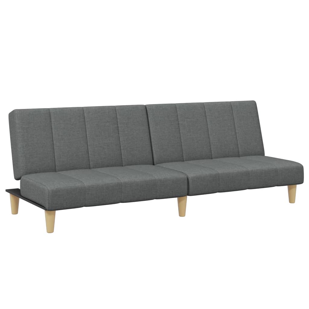 Divano Letto 2 Posti con Poggiapiedi Grigio Scuro in Tessuto 3258139