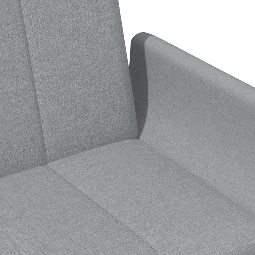 Divano Letto a 2 Posti con Poggiapiedi Grigio Chiaro in Tessuto 3258141