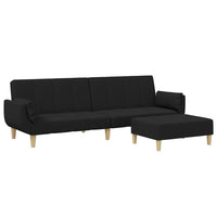 Divano Letto a 2 Posti con Poggiapiedi-Sofa Letto 2 Posti-Daybed Nero in Tessuto 924746