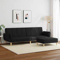 Divano Letto a 2 Posti con Poggiapiedi-Sofa Letto 2 Posti-Daybed Nero in Tessuto 924746