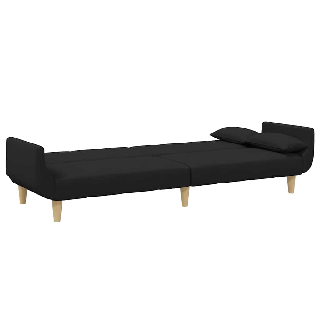 Divano Letto a 2 Posti con Poggiapiedi-Sofa Letto 2 Posti-Daybed Nero in Tessuto 924746