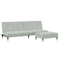 Divano Letto a 2 Posti con Poggiapiedi-Sofa Letto 2 Posti-Daybed Grigio Chiaro in Velluto 116658