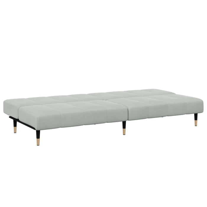 Divano Letto a 2 Posti con Poggiapiedi-Sofa Letto 2 Posti-Daybed Grigio Chiaro in Velluto 116658