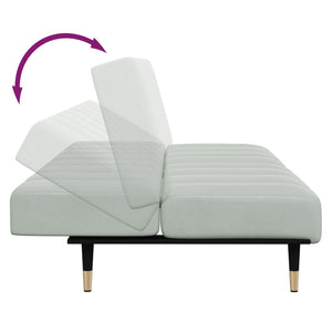 Divano Letto a 2 Posti con Poggiapiedi-Sofa Letto 2 Posti-Daybed Grigio Chiaro in Velluto 116658