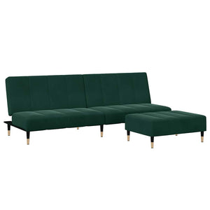 Divano Letto a 2 Posti con Poggiapiedi-Sofa Letto 2 Posti-Daybed Verde Scuro in Velluto 707617