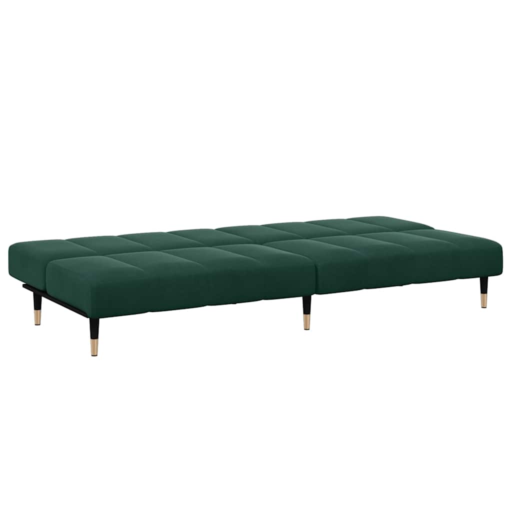 Divano Letto a 2 Posti con Poggiapiedi-Sofa Letto 2 Posti-Daybed Verde Scuro in Velluto 707617