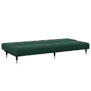 Divano Letto a 2 Posti con Poggiapiedi-Sofa Letto 2 Posti-Daybed Verde Scuro in Velluto 707617