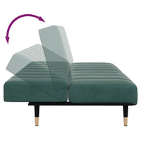 Divano Letto a 2 Posti con Poggiapiedi Verde Scuro in Velluto 3258147