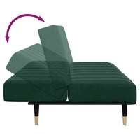Divano Letto a 2 Posti con Poggiapiedi-Sofa Letto 2 Posti-Daybed Verde Scuro in Velluto 707617