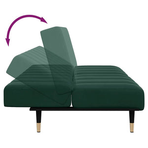 Divano Letto a 2 Posti con Poggiapiedi-Sofa Letto 2 Posti-Daybed Verde Scuro in Velluto 707617