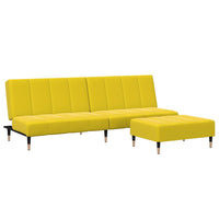 Divano Letto 2 Posti con Sgabello Giallo in Velluto