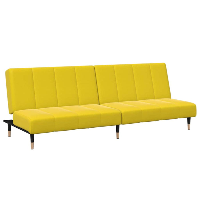 Divano Letto 2 Posti con Sgabello Giallo in Velluto