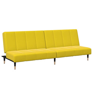 Divano Letto 2 Posti con Sgabello Giallo in Velluto 3258149