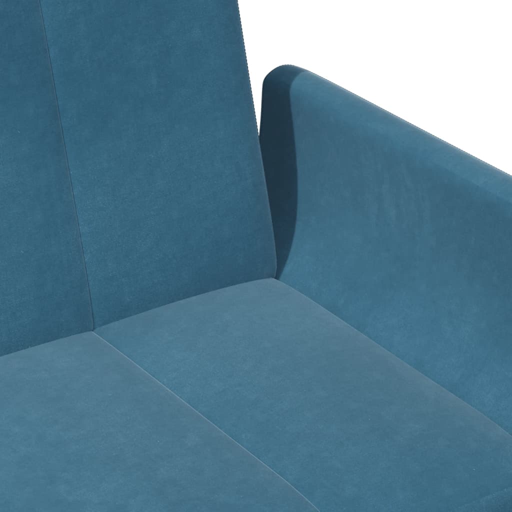Divano Letto 2 Posti con Poggiapiedi Blu in Velluto 3258150