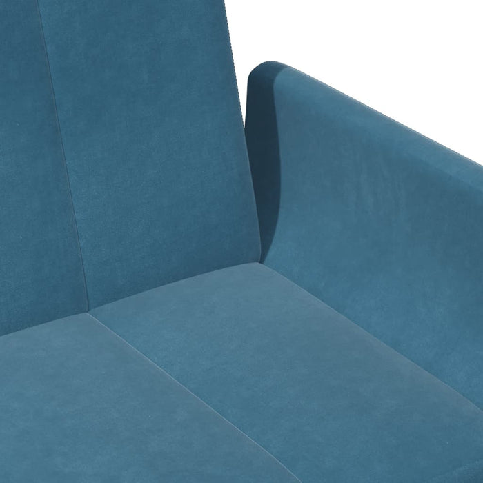 Divano Letto 2 Posti con Poggiapiedi Blu in Velluto 3258150