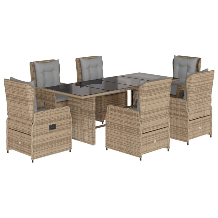 Set da Pranzo da Giardino 7 pz con Cuscini Beige in Polyrattan 3262787