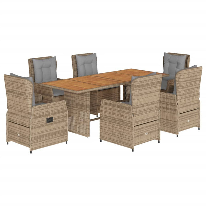 vidaXL Set da Pranzo da Giardino 7 pz con Cuscini Beige in Polyrattan