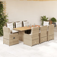 vidaXL Set da Pranzo da Giardino 9 pz con Cuscini Beige in Polyrattan