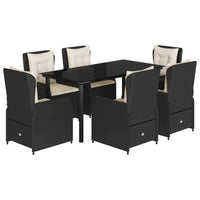Set da Pranzo da Giardino 7 pz Nero con Cuscini in Polyrattan 3262837