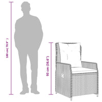 Set da Pranzo da Giardino 7 pz Nero con Cuscini in Polyrattan 3262837