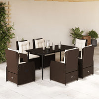 Set da Pranzo da Giardino 7pz con Cuscini in Polyrattan Marrone 3262844