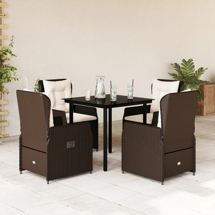 Set da Pranzo da Giardino 5pz con Cuscini in Polyrattan Marrone 3262848