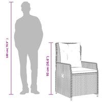 Set da Pranzo da Giardino 7 pz con Cuscini in Polyrattan Grigio