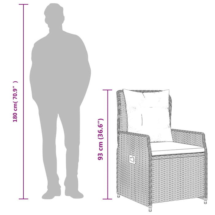 Set da Pranzo da Giardino 7 pz con Cuscini in Polyrattan Grigio 3262859