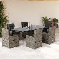 Set da Pranzo da Giardino 7 pz con Cuscini in Polyrattan Grigio 3262859