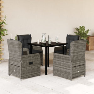 Set da Pranzo da Giardino 5 pz con Cuscini in Polyrattan Grigiocod mxl 117151