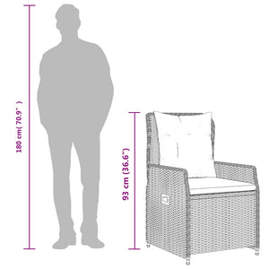 Set da Pranzo da Giardino 7 pz con Cuscini in Polyrattan Grigio 3262866